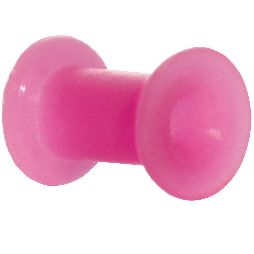 6G Neon Pink Silicone Glow in the Dark Double Flare Tunnel