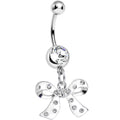Crystalline Gem Polka Dotted Girly Bow Dangle Belly Ring