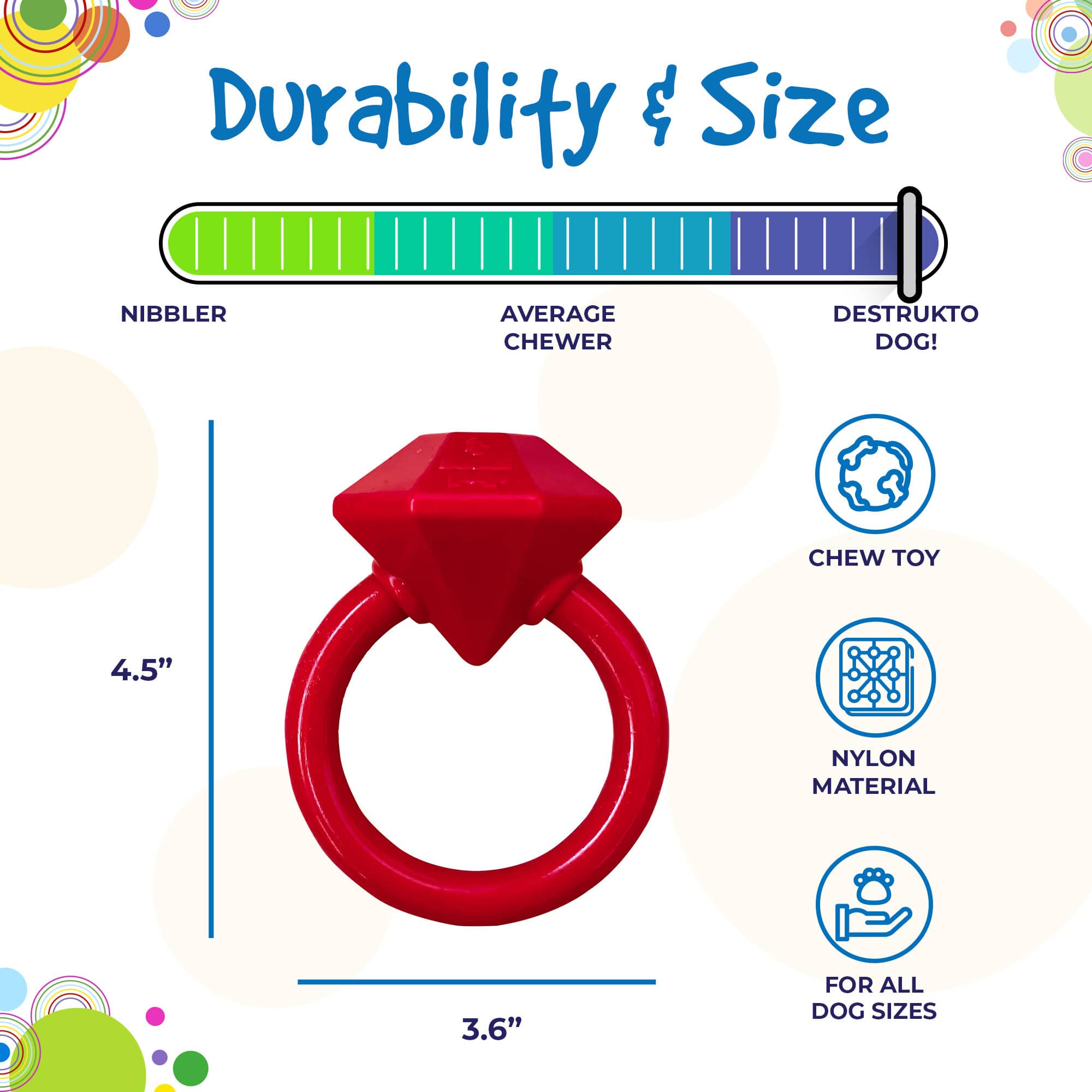 Diamond Ring Nylon Teething Ring for Puppies | Durable & USA Made