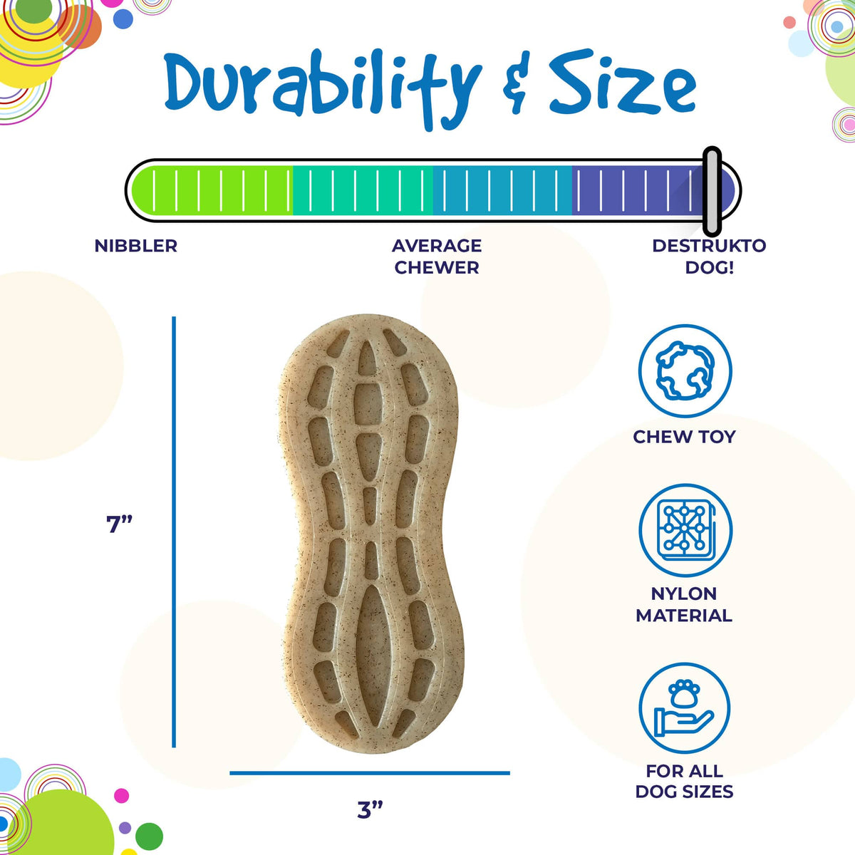 Peanut Nylon Dog Chew Toy | Ultra-Durable for Aggressive Chewers | SodaPup