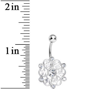 Clear Gem Princess Star Petals Flower Belly Ring