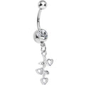 Clear Gem Branch of Love Heart Dangle Belly Ring