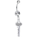 Clear Gem Jazzy Glam Key Dangle Belly Ring
