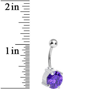 Purple Gem Round Brilliant Solitaire Belly Ring