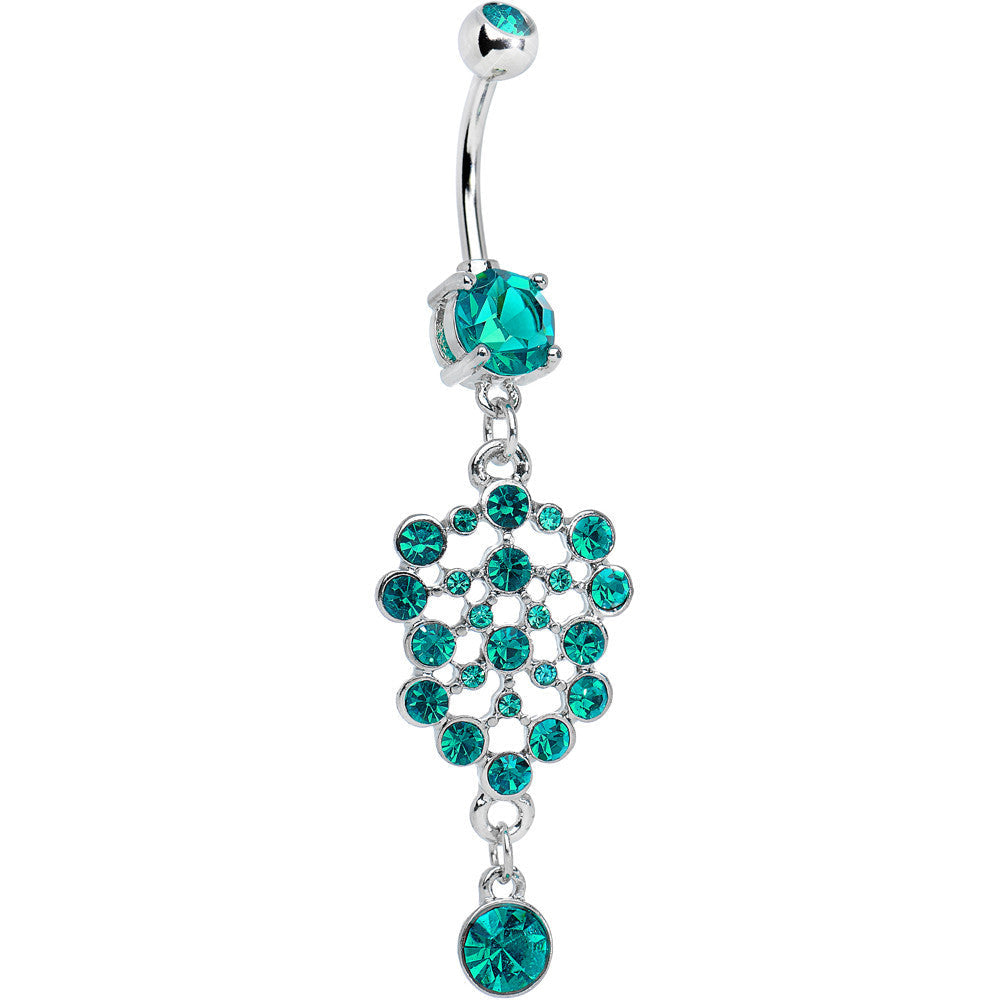 Teal Blue Gem Pool of Sparkle Dangle Belly Ring