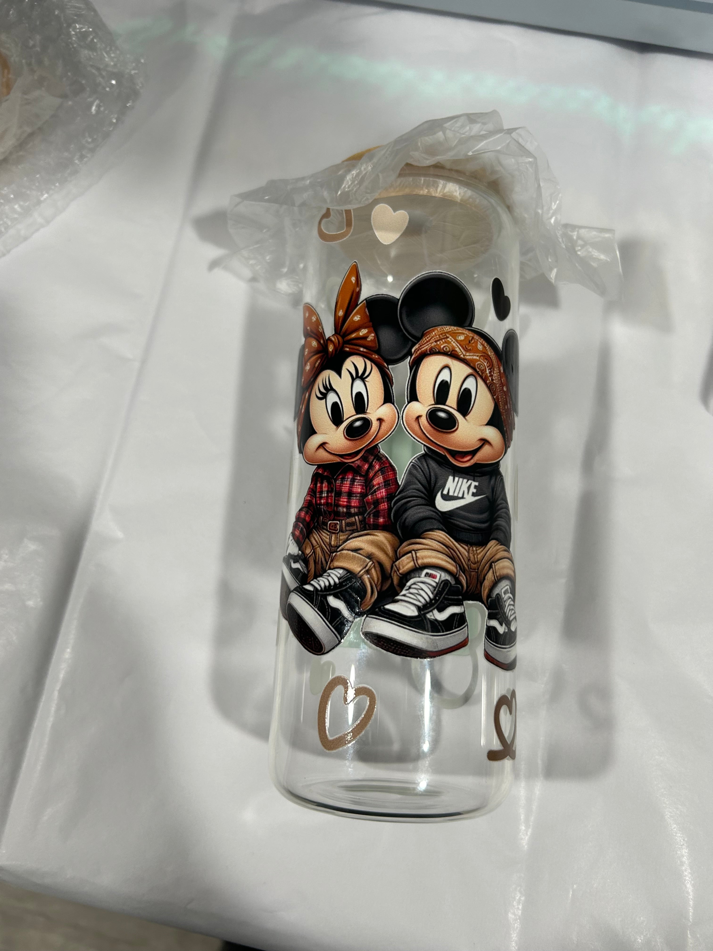 Old School Mouse Love Glass Cups
