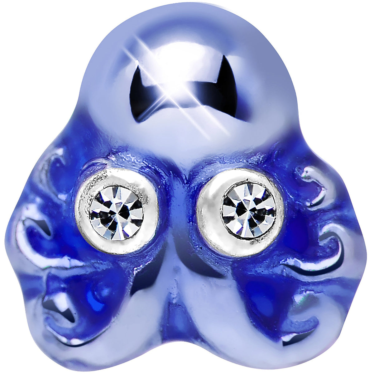 Silver 925 Clear Gem Blue Octopus Cartilage Tragus Earring