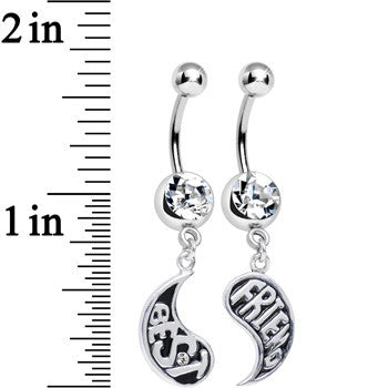Clear Gem Rainy Day Best Friend Raindrop Dangle Belly Ring Set