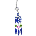 Clear Double CZ Pearly Purple Reverie Dreamcatcher Dangle Belly Ring