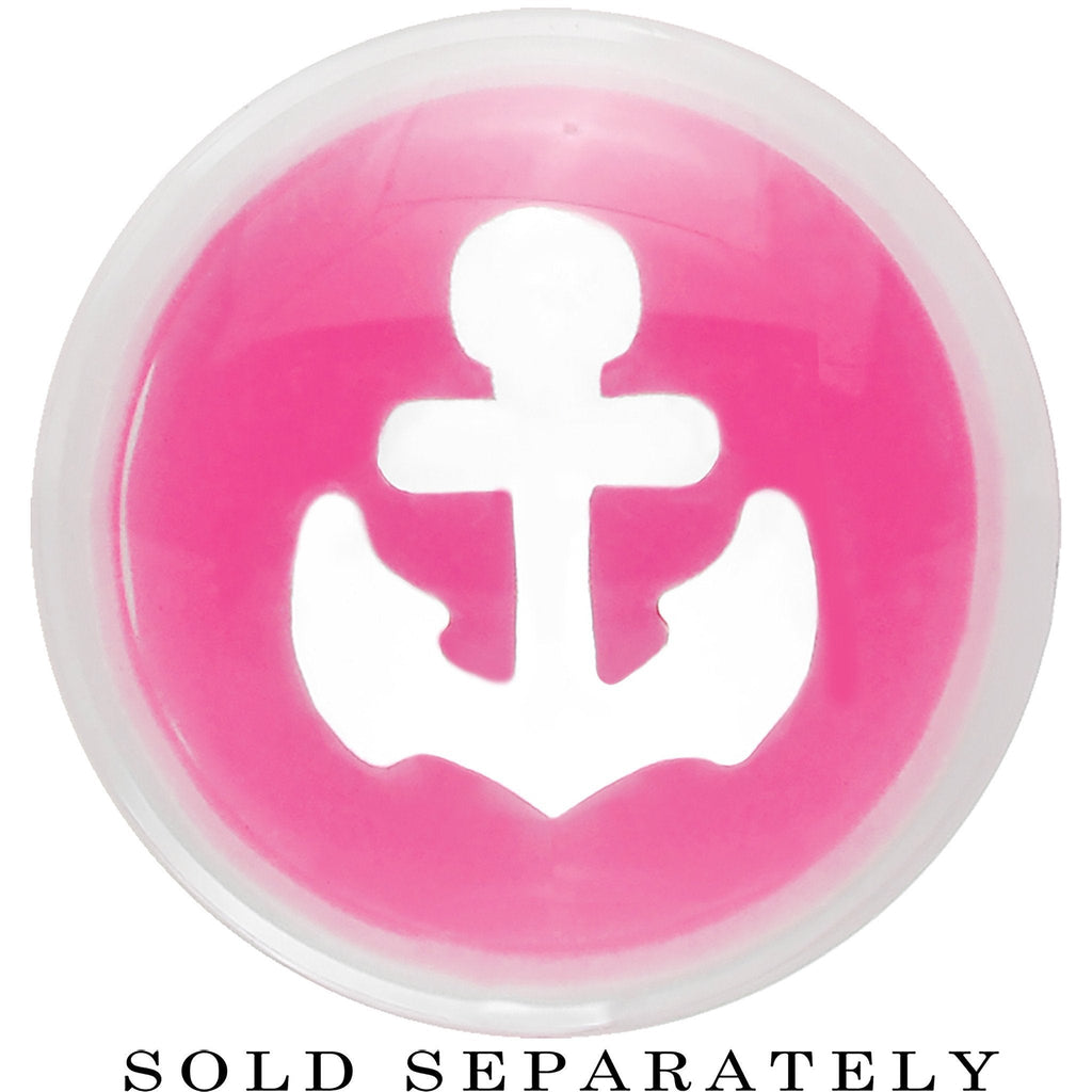 Clear Pink Acrylic Set Sail Nautical Anchor Saddle Plug Available in Sizes 6mm to 20mm