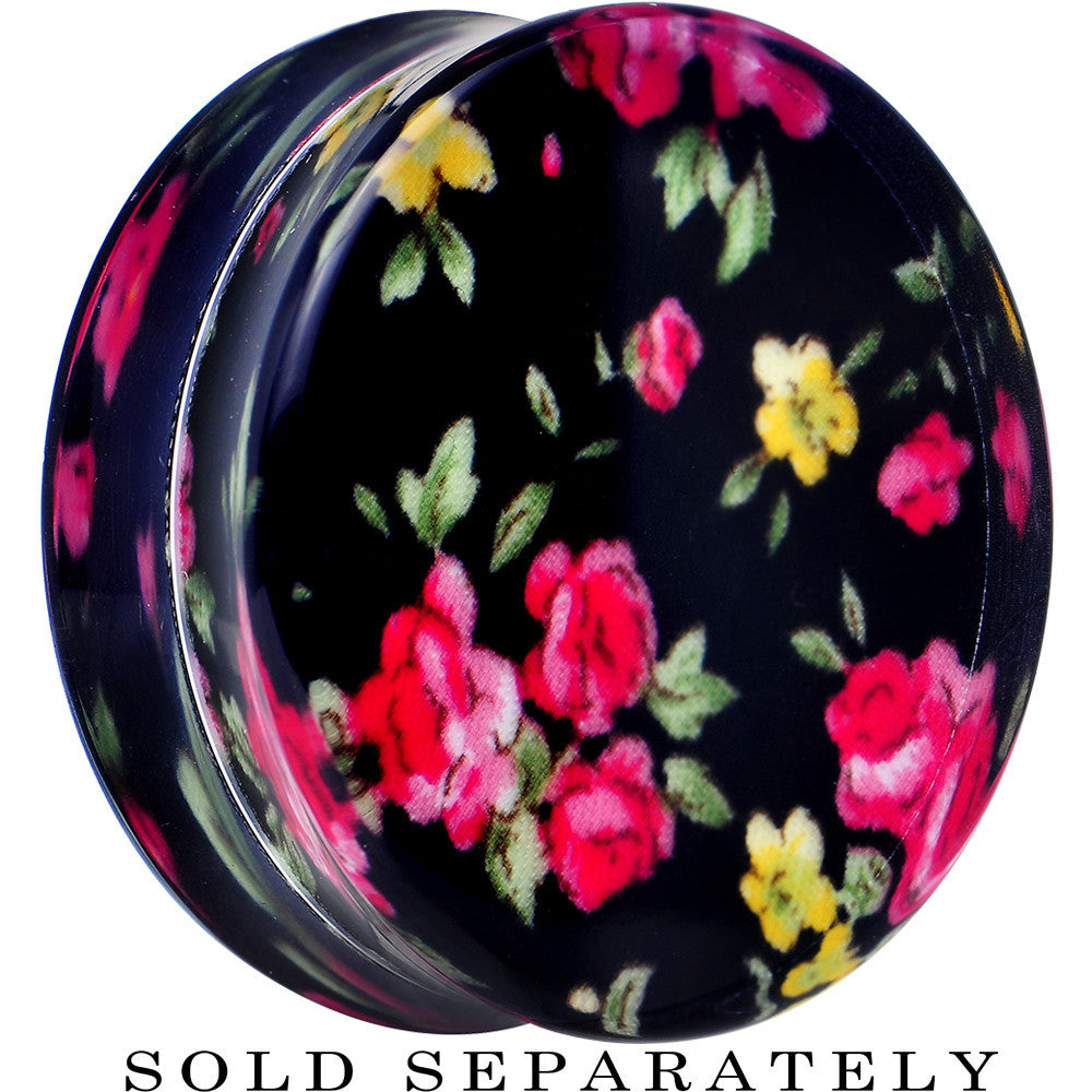 38mm Acrylic Black Multicolored Old Fashioned Flowers Saddle Plug