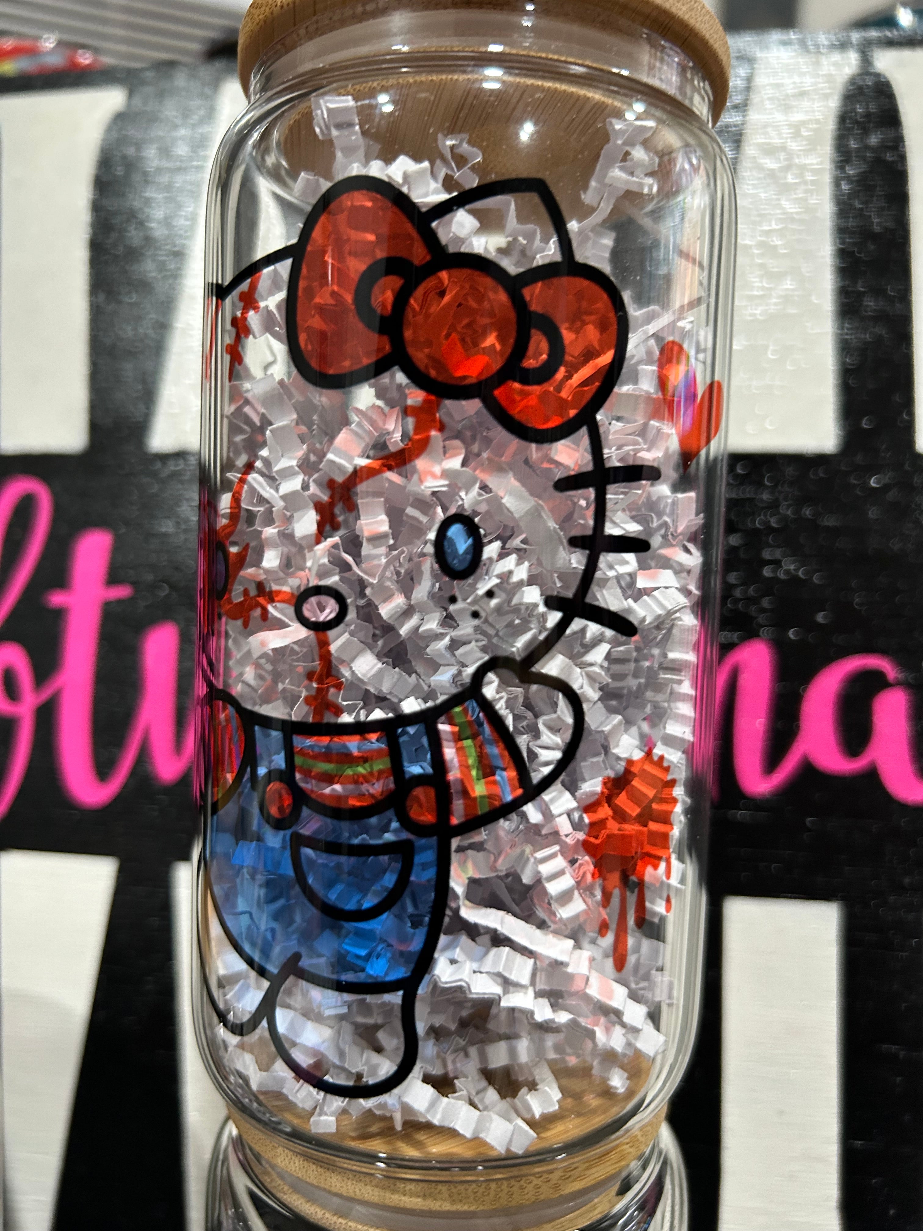 Horror Kitty 16oz Glass Can