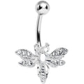 Clear Gem Flashy Flying Dragonfly Belly Ring