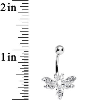 Clear Gem Flashy Flying Dragonfly Belly Ring