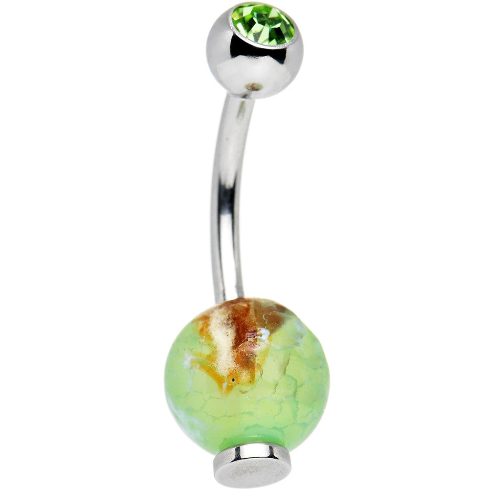 Light Green Cubic Zirconia Green Bronze Natural Stone Belly Ring