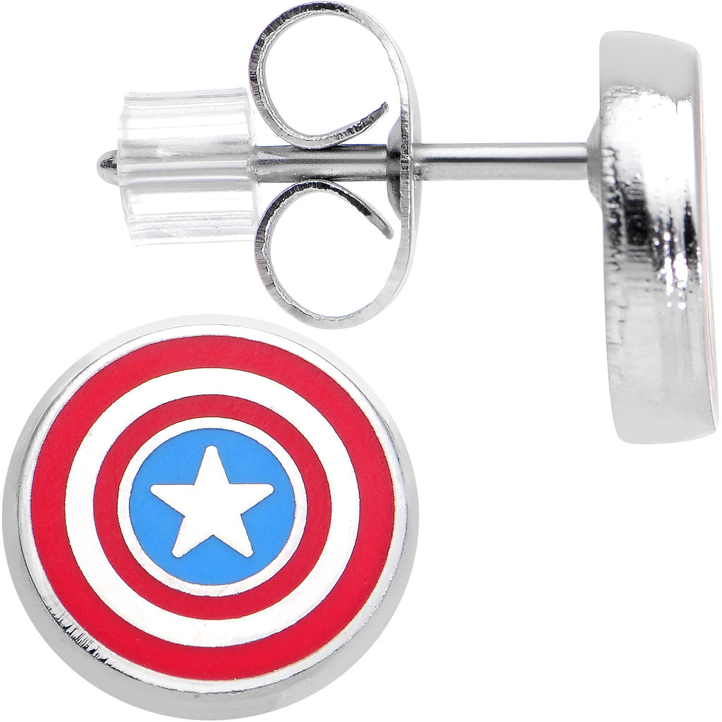 Officially Licensed 316L Stainless Steel Captain America Earrings