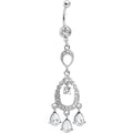Clear Cubic Zirconia Infinity Hoop Chandelier Belly Ring