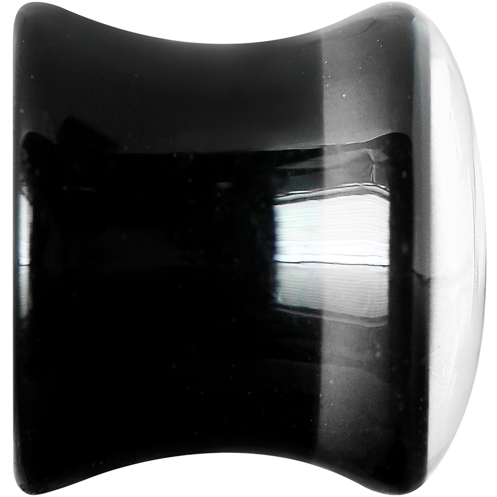 00G Black Acrylic White Heart Saddle Plug