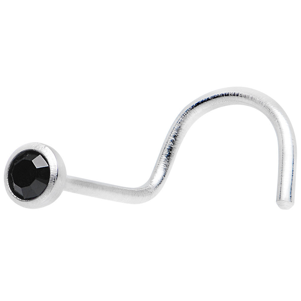 22G Press Fit Black Diamond Gem Stainless Steel Nose Ring