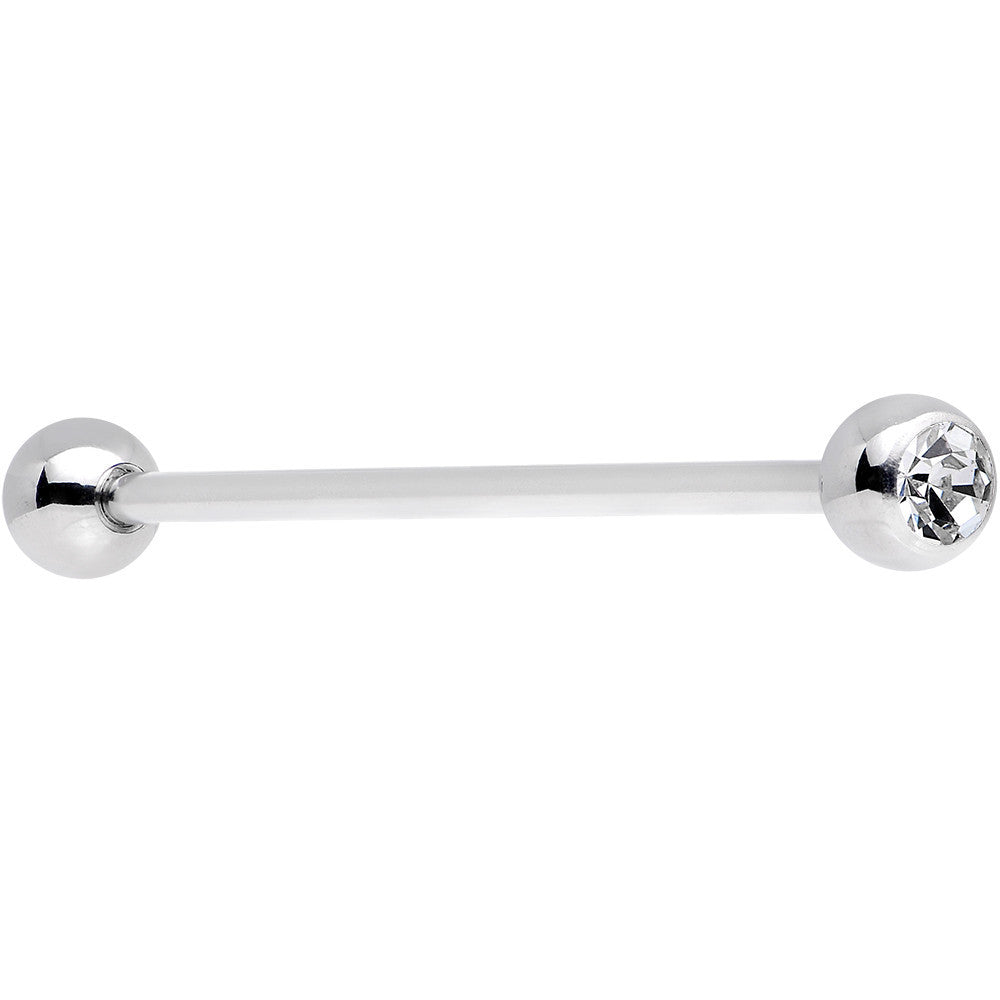 Double Gem Stainless Steel Industrial Barbell 38mm