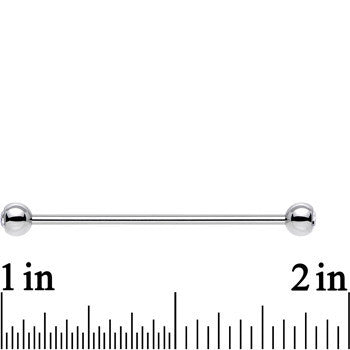 Double Gem Stainless Steel Industrial Barbell 38mm