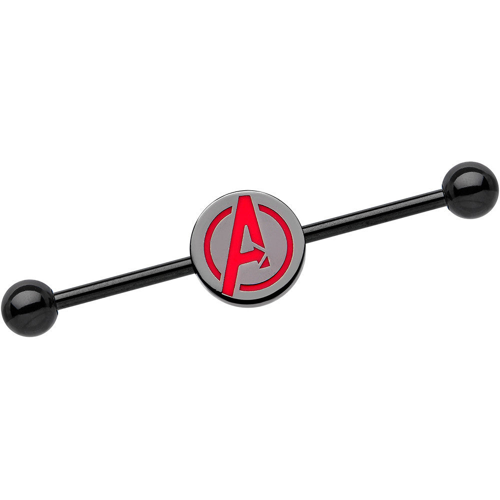 Licensed Black Plated Red Avengers Logo Industrial Barbell 35mm