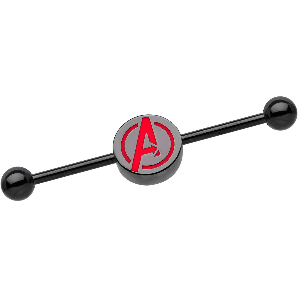 Licensed Black Plated Red Avengers Logo Industrial Barbell 35mm