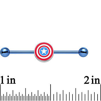 Licensed Blue Anodized Captain America Logo Industrial Barbell 35mm