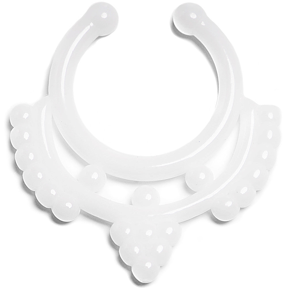 White Acrylic Fruit on the Vine Clip On Fake Septum Ring