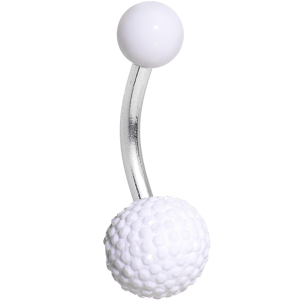 White UV Acrylic Textured Bottom Ball Belly Ring