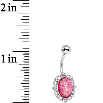 Pink Faux Opal Who Could Be So Fair Frame Belly Ring