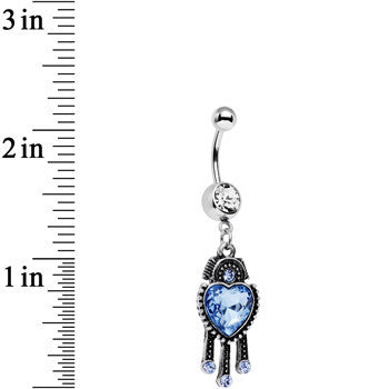 Clear Blue Gem Baby Blue Heart Dangle Belly Ring