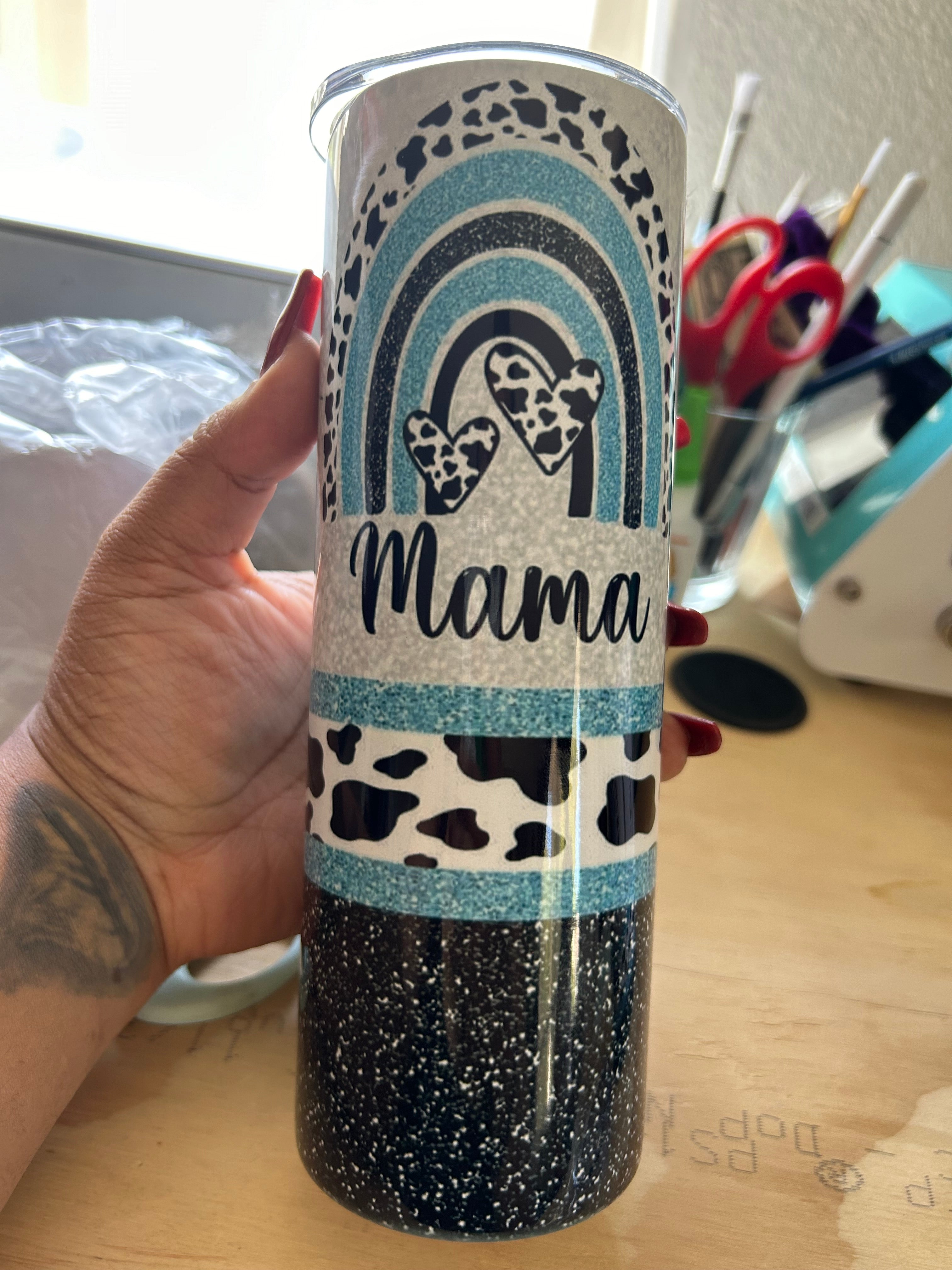 Mama and Mini Cow print Rainbow Tumbler set