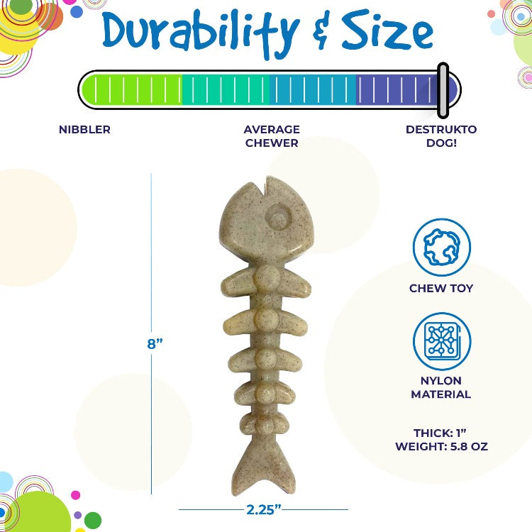 Fish Bone Nylon Dog Toy for Aggressive Chewers | USA Made | SodaPup