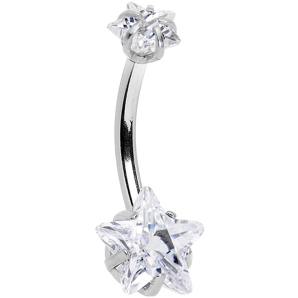 Dynamic Duo Transparent Clear Gem Dynamic Duo Super Star Internally Threaded Belly Ring ...