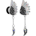 00G Aurora Black Gem Arial Angel Wings Dangle Plug Set