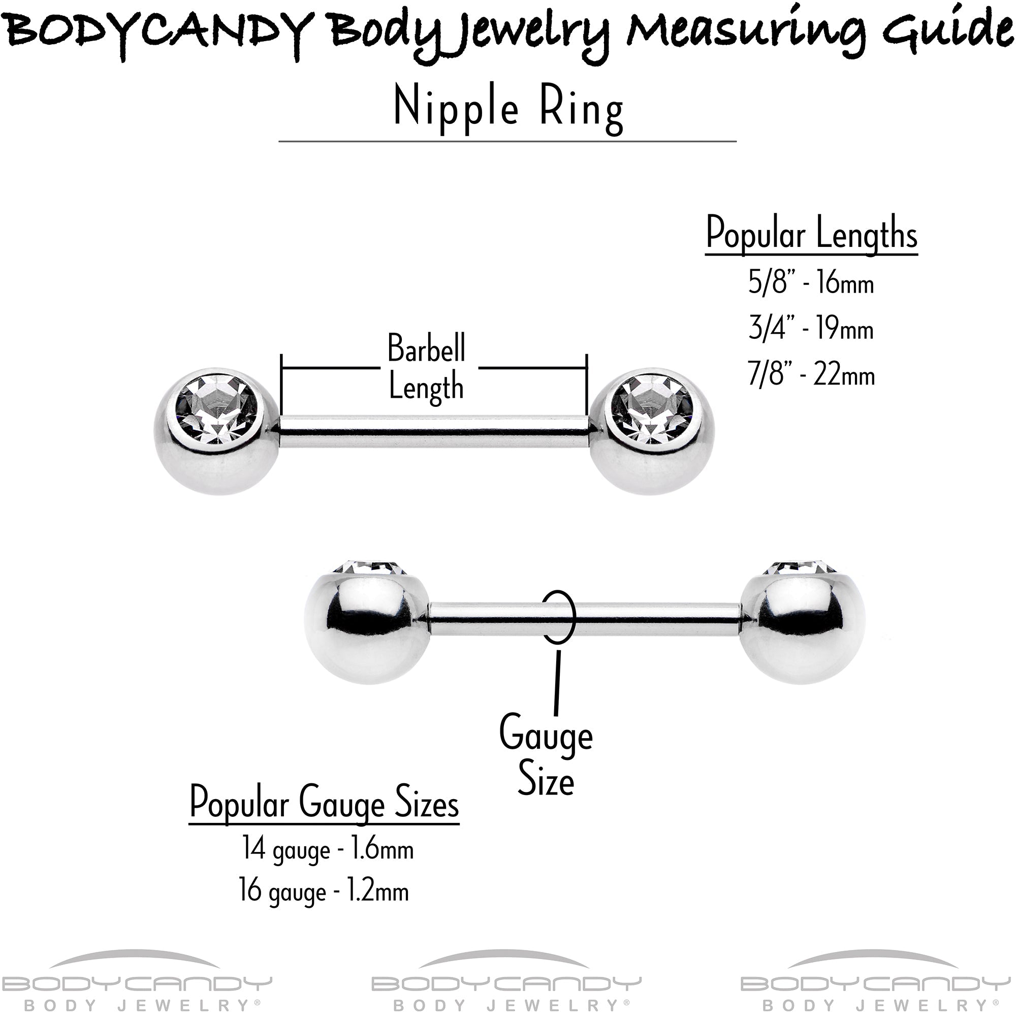 14G 13mm Combo Wrench Barbell Nipple Ring Set