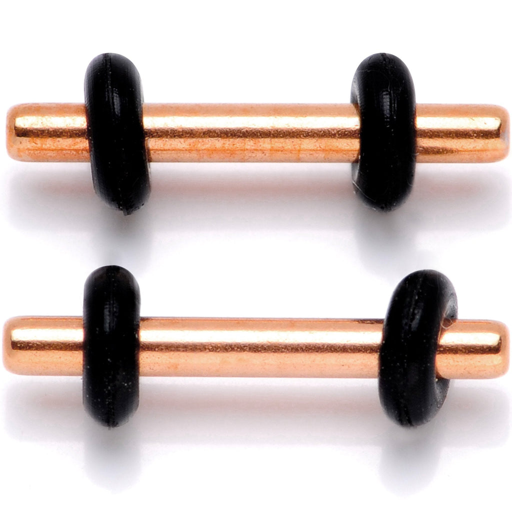 Rose Gold Tone Anodized Titanium Micro Straight Plug Set 14G to 12G