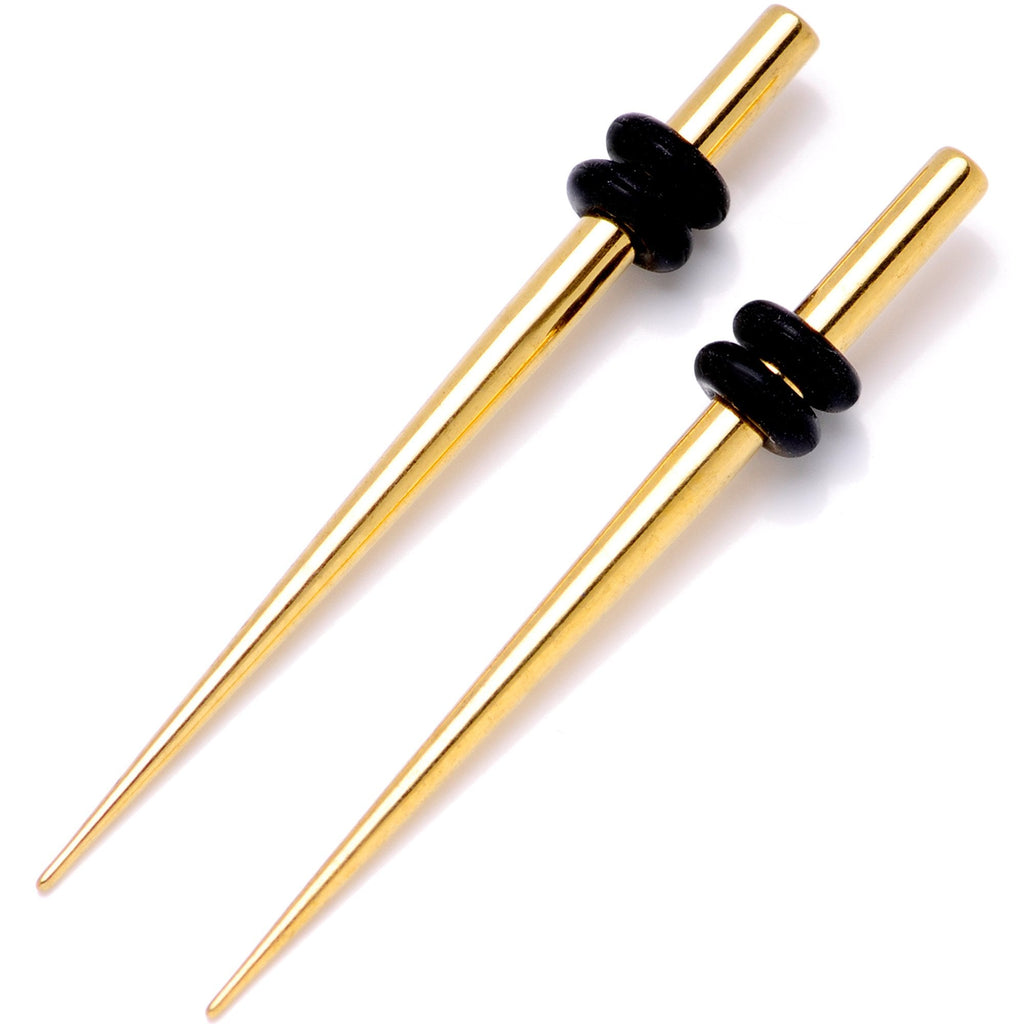 Gold Tone Anodized Titanium Micro Taper Straight Plug Set 14G to 8G