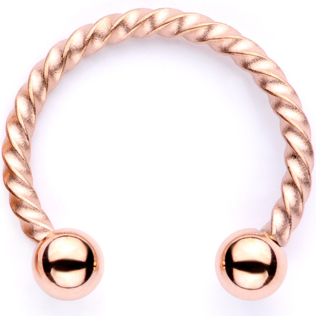 16G White Faux Opal Rose Gold Tone Twisted Horseshoe Clip On Fake Septum Ring Set