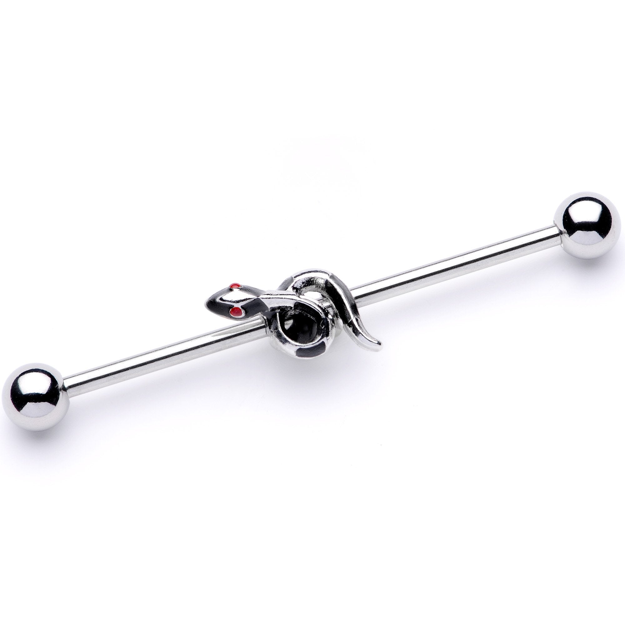 Red Gem Slither Snake Industrial Barbell 38mm