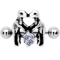 16G 3/8 Clear CZ Gem Prehistoric Dinosaur Heart Cartilage Cuff