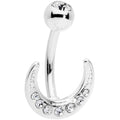Clear CZ Gem Crescent Moon Belly Ring