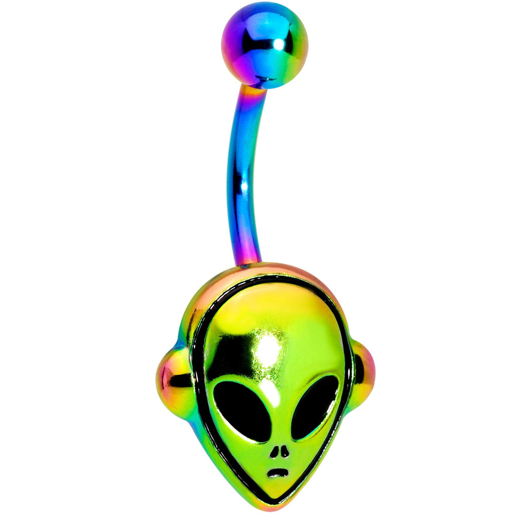 Rainbow PVD Creepy Space Alien Belly Ring