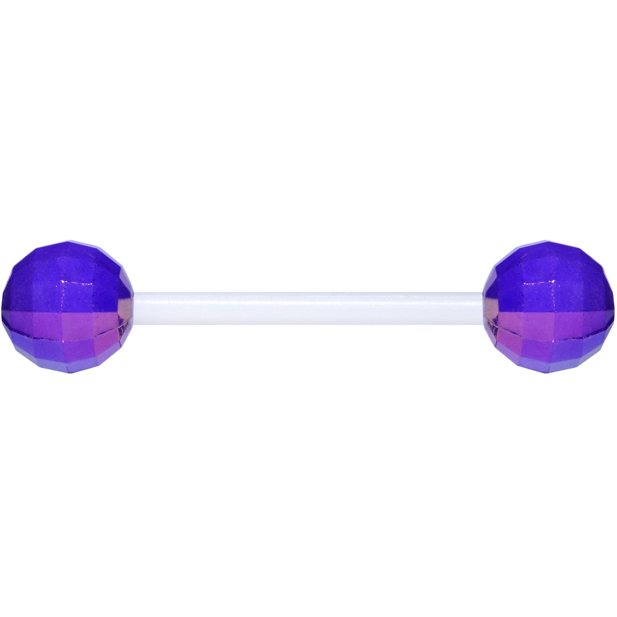 Flexible Acrylic Iridescent Purple Disco Ball Barbell Tongue Ring