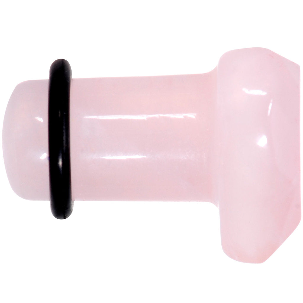 Rose Flower Quartz Stone Faceted Heart Single Flare Plug Set 6mm to 25mm