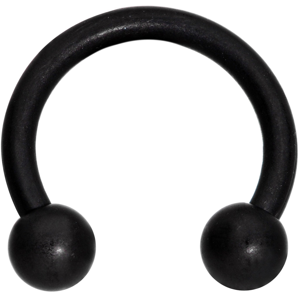 14G 3/8 Matte Black Horseshoe Circular Barbell