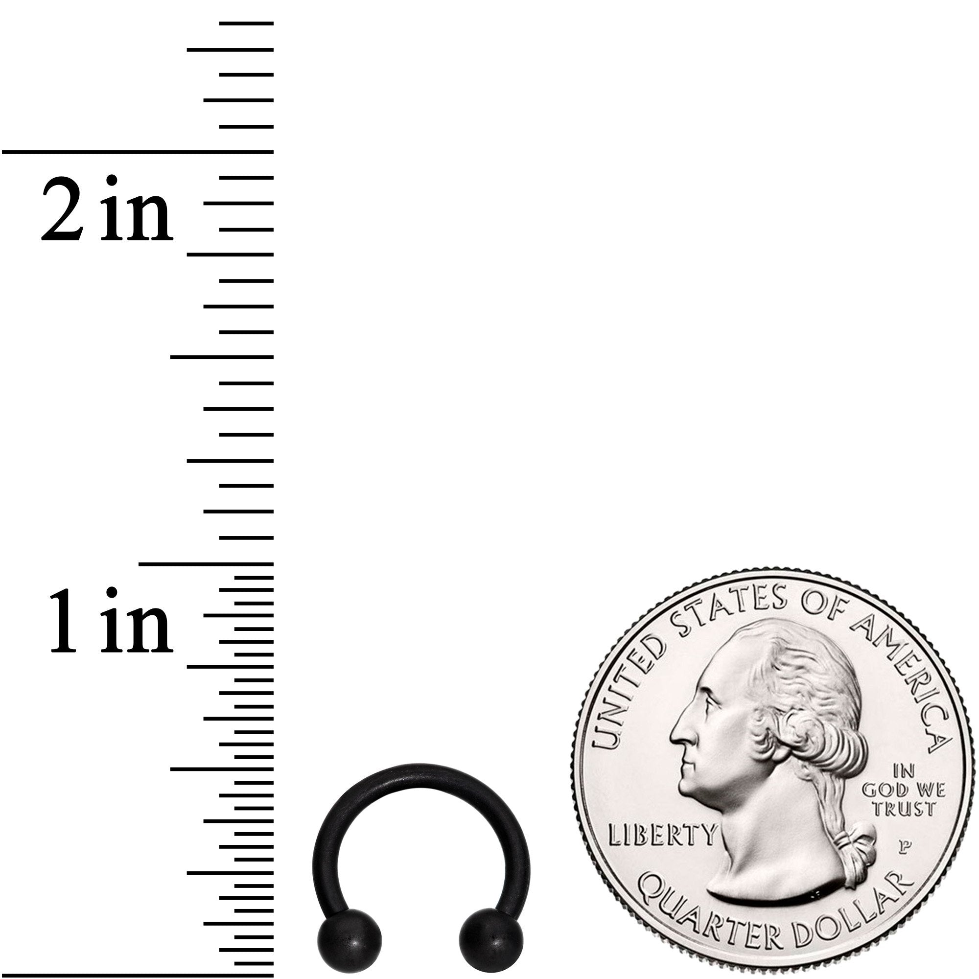 14G 3/8 Matte Black Horseshoe Circular Barbell