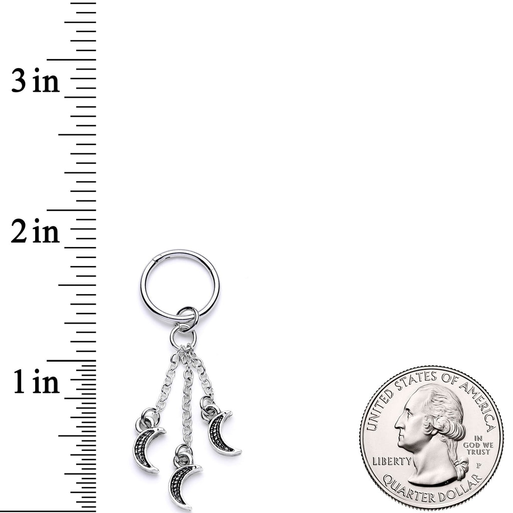 16G 3/8 Triple Crescent Moon Dangle Hinged Segment Ring