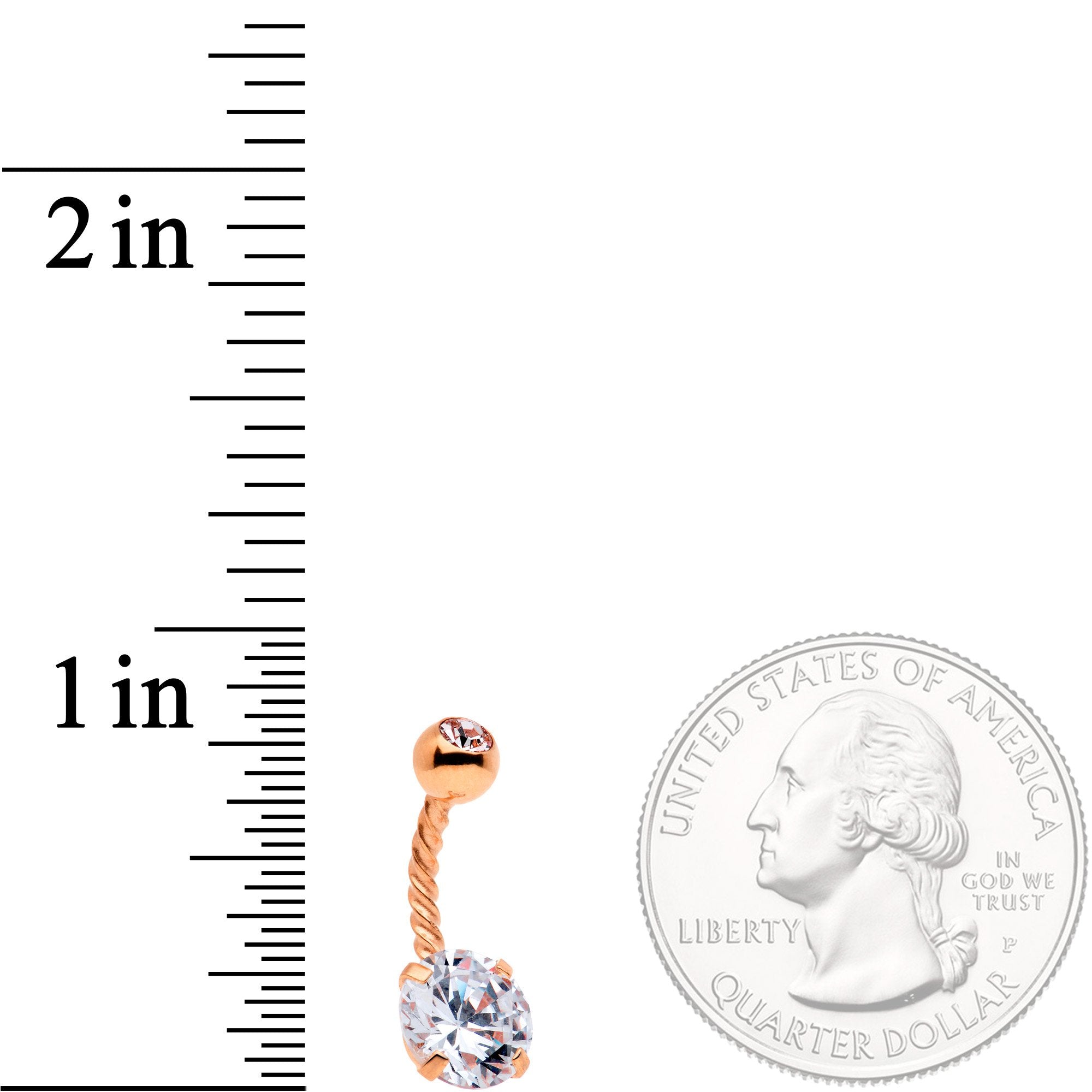 Clear Gem Rose Gold Tone Totally Twisted Belly Ring Set of 2